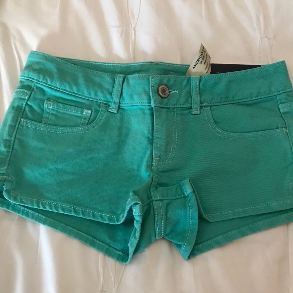 American Eagle shortie mint green jean shorts